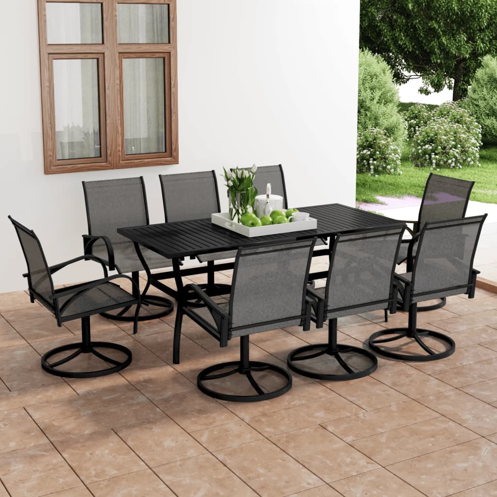9 Piece Garden Dining Set Textilene and Steel - Style and Chic