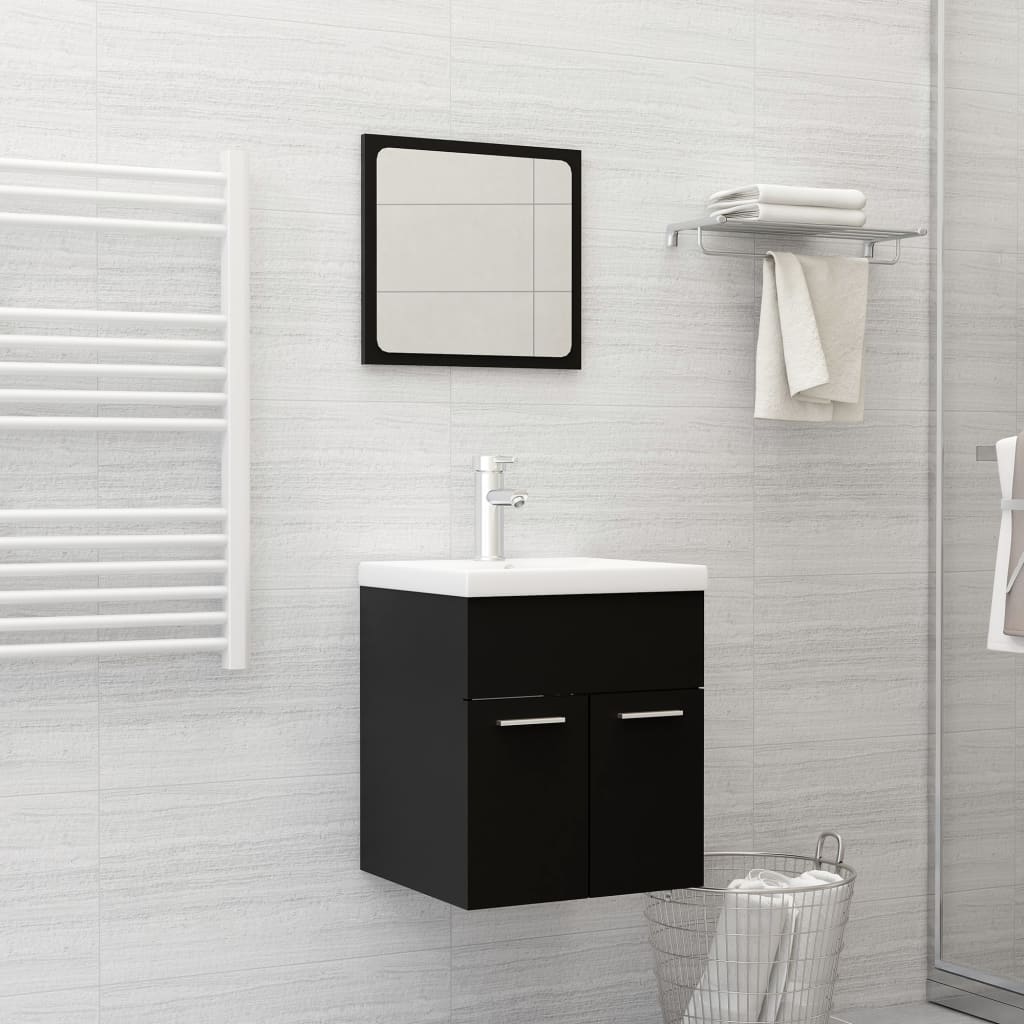 2 Piece Bathroom Furniture Set Black Chipboard - Brittle & Co