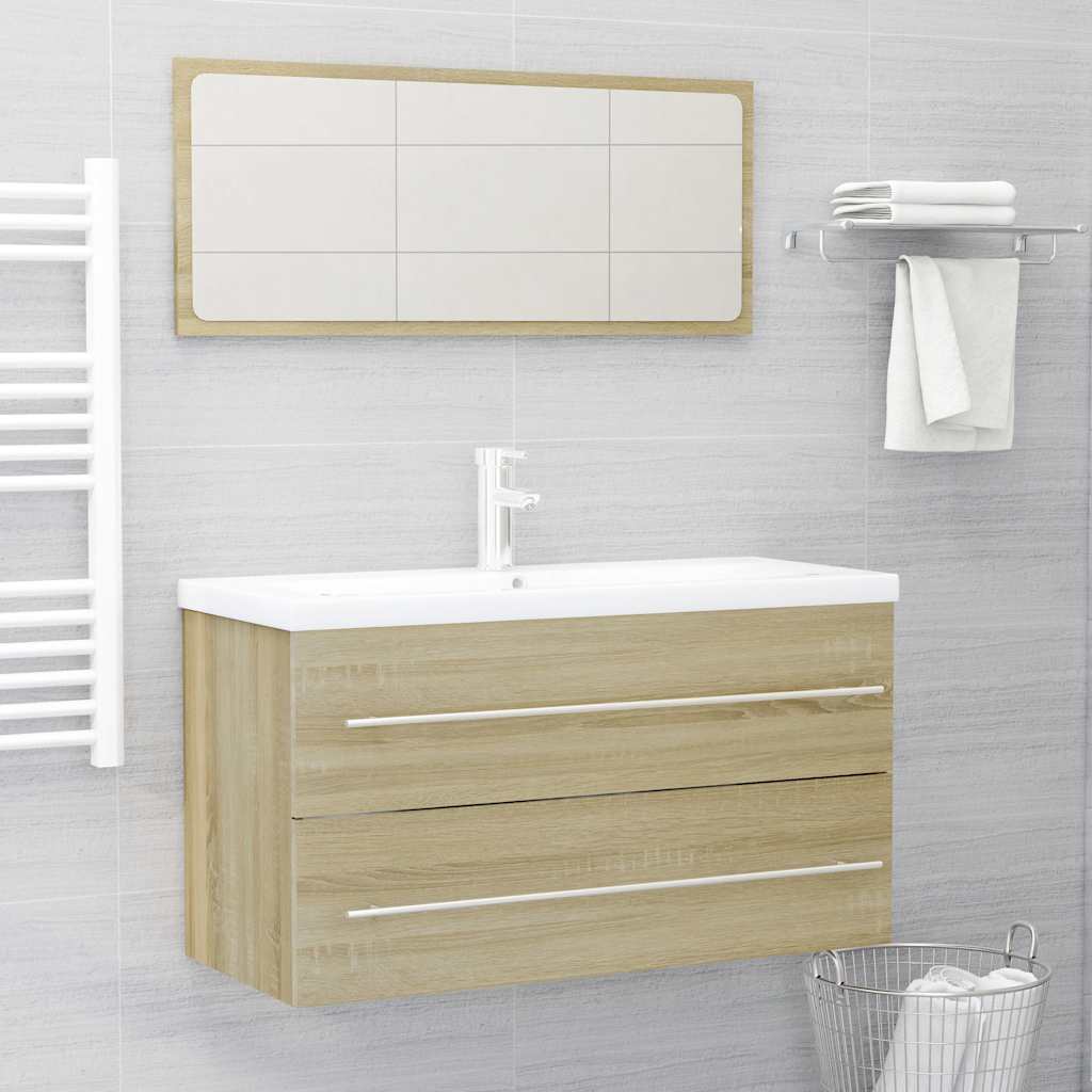 2 Piece Bathroom Furniture Set Sonoma Oak Engineered Wood - Direct Imports