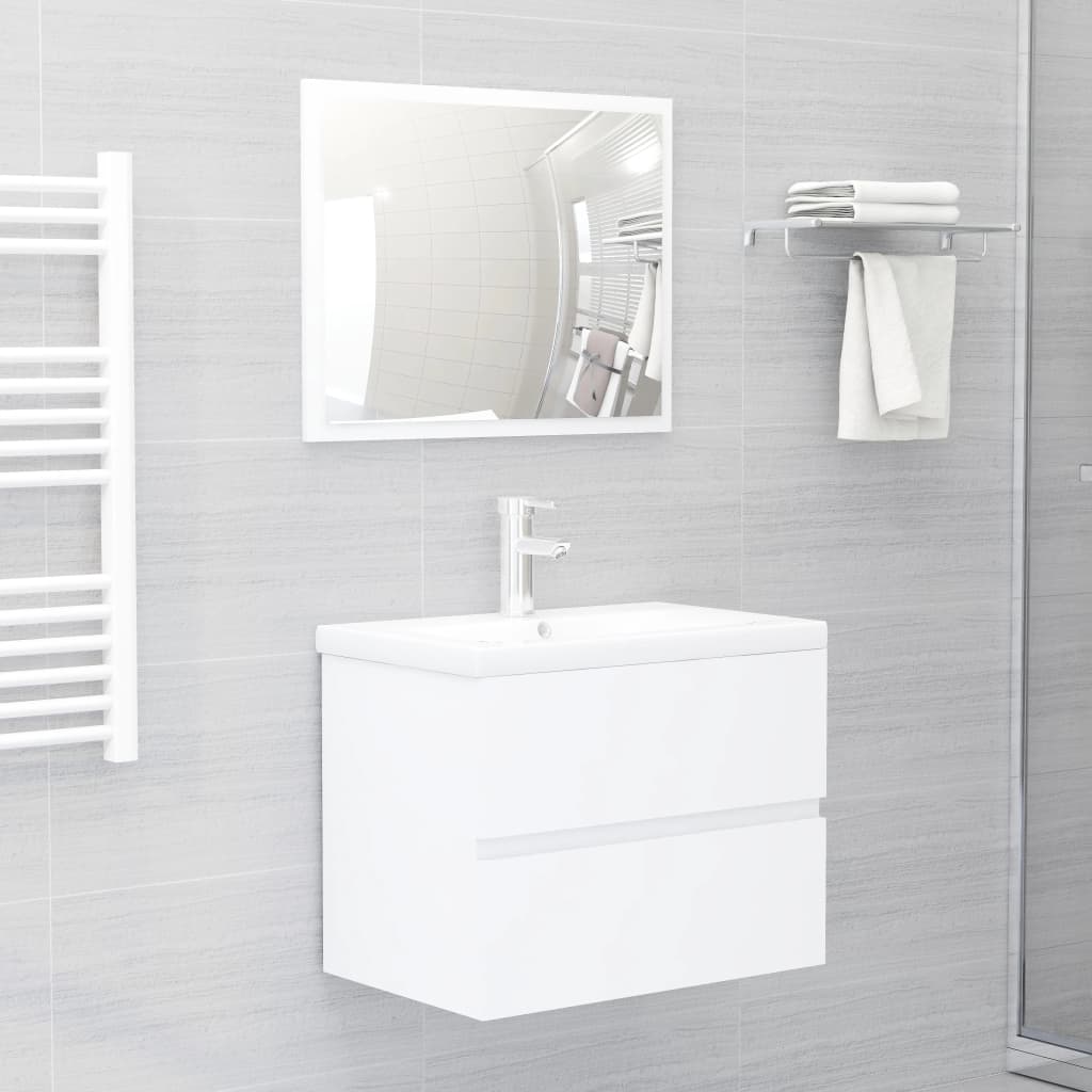 2 Piece Bathroom Furniture Set White Engineered Wood - Style and Chic