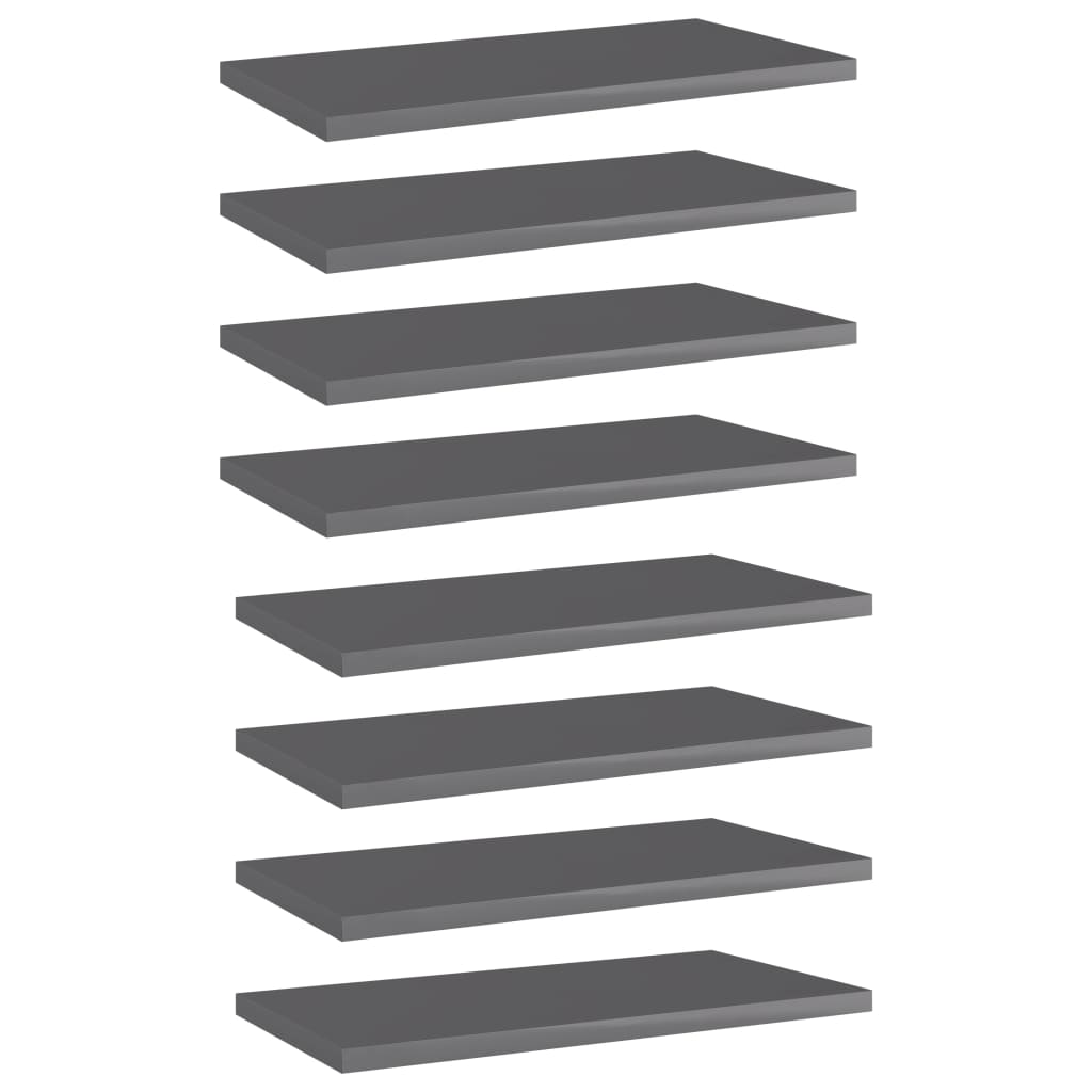 Bookshelf Boards 8 pcs High Gloss Grey 40x20x1.5 cm Engineered Wood - R and M Furniture
