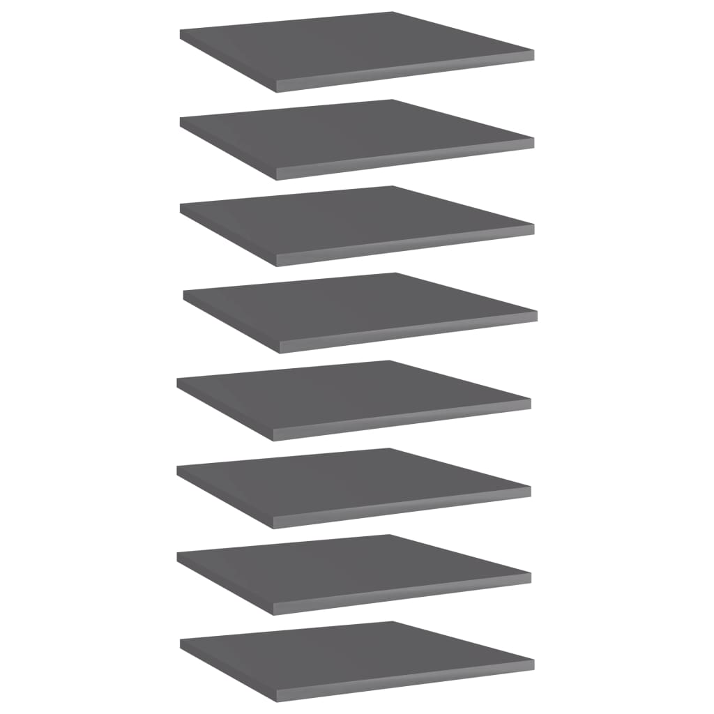 Bookshelf Boards 8 pcs High Gloss Grey 40x40x1.5 cm Engineered Wood - Direct Imports