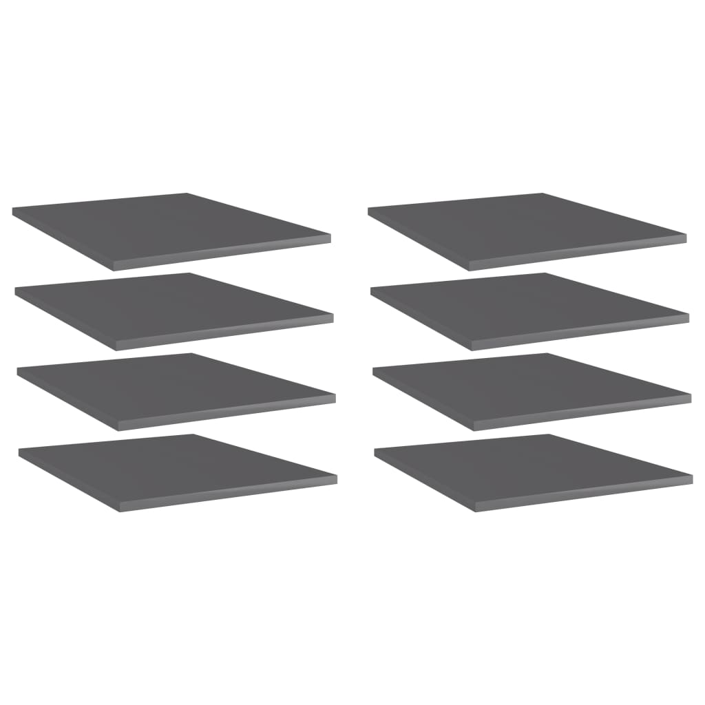 Bookshelf Boards 8 pcs High Gloss Grey 40x50x1.5 cm Engineered Wood - Direct Imports