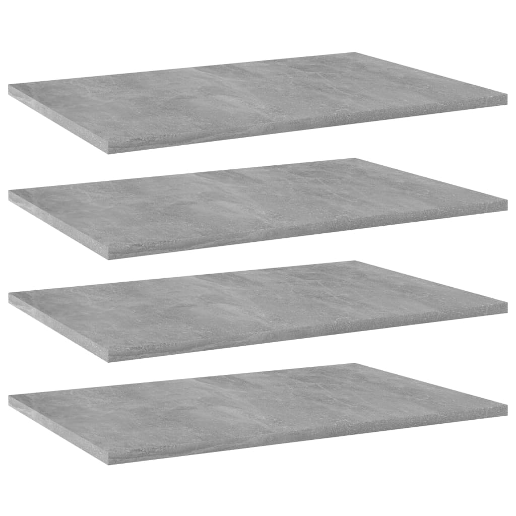 Bookshelf Boards 4 pcs Concrete Grey 60x40x1.5 cm Engineered Wood - Decor Base