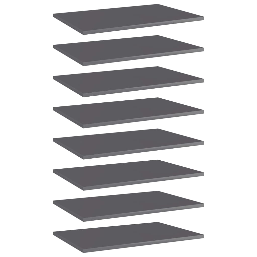 Bookshelf Boards 8 pcs High Gloss Grey 60x40x1.5 cm Engineered Wood - Sid & Sam