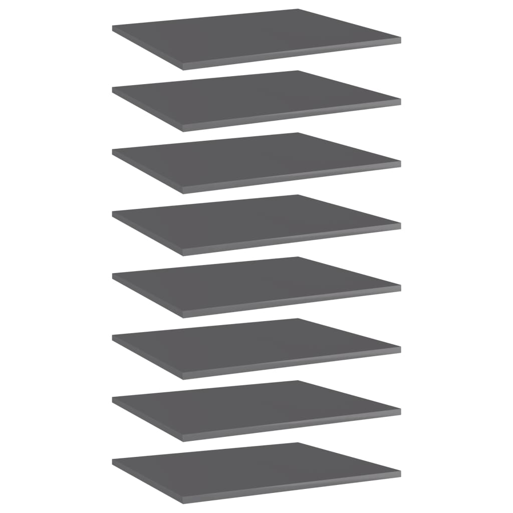 Bookshelf Boards 8 pcs High Gloss Grey 60x50x1.5 cm Engineered Wood - Direct Imports