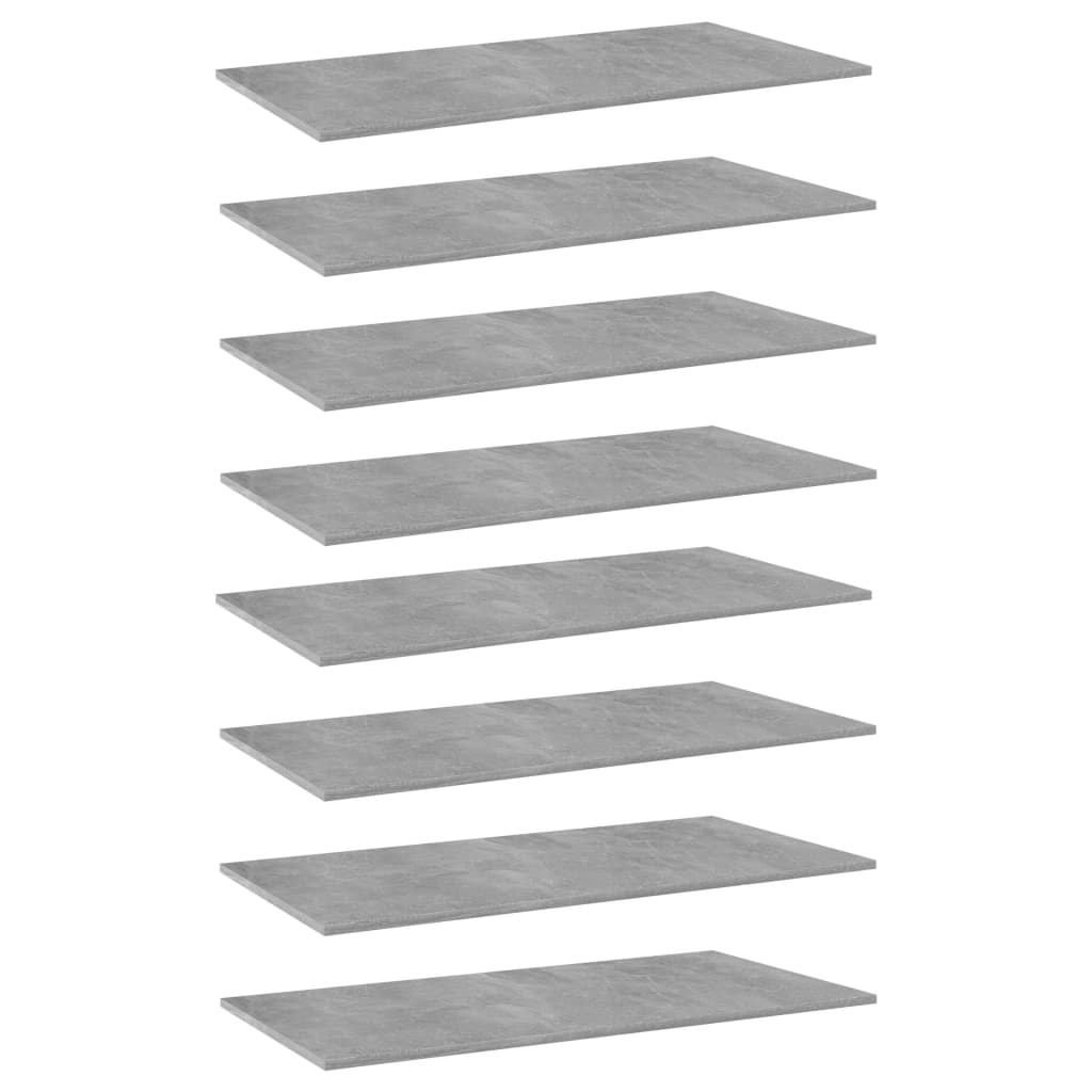 Bookshelf Boards 8 pcs Concrete Grey 80x30x1.5 cm Engineered Wood - Decor Base