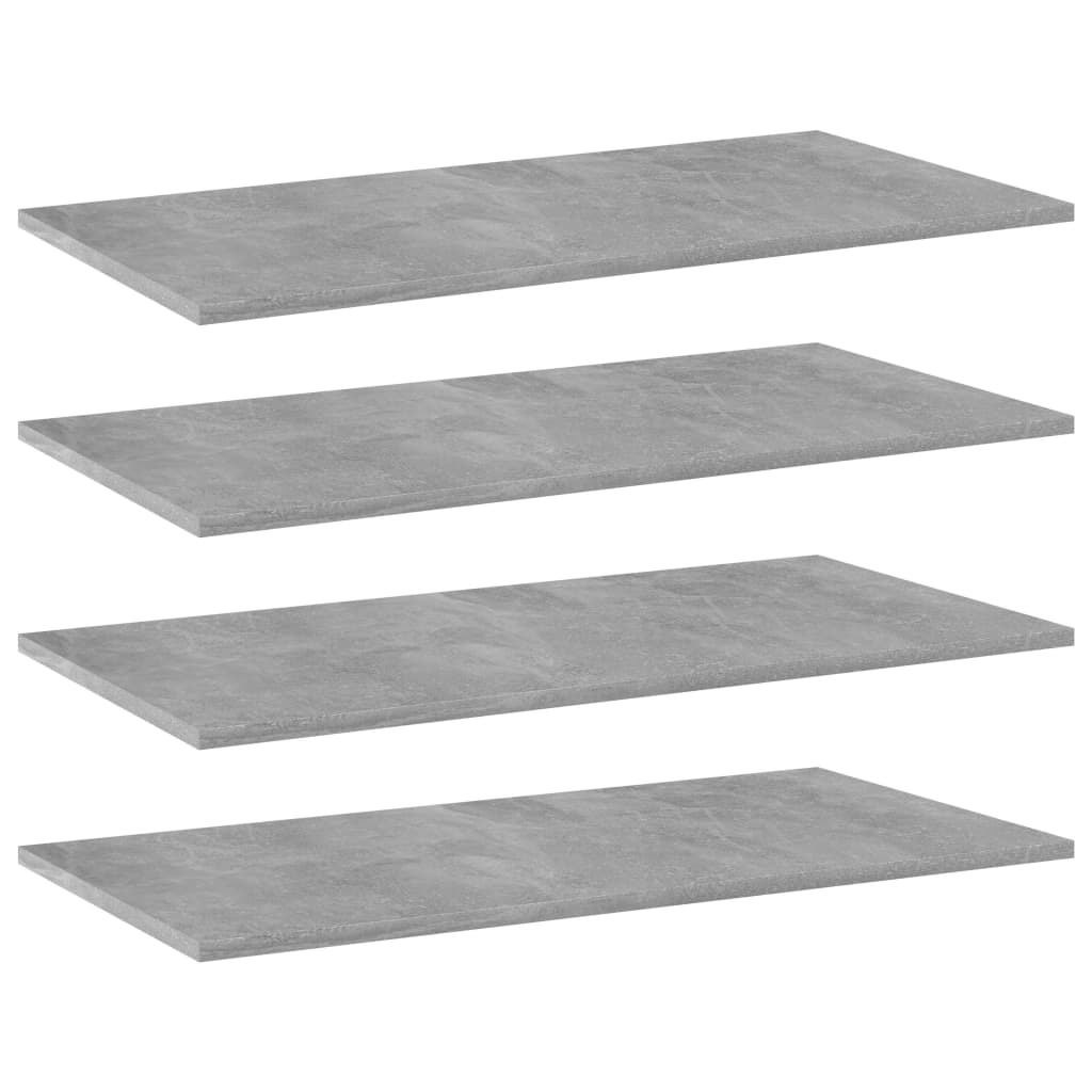Bookshelf Boards 4 pcs Concrete Grey 80x40x1.5 cm Engineered Wood - Direct Imports