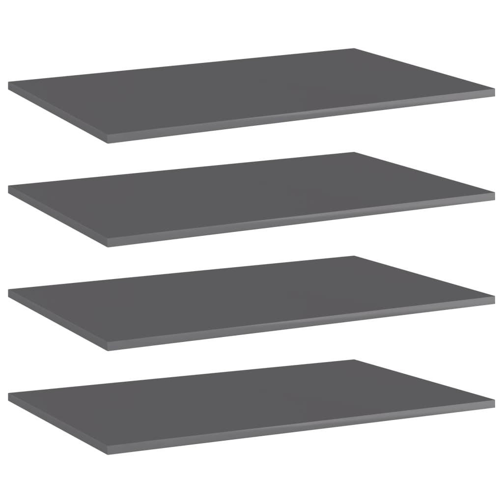 Bookshelf Boards 4 pcs High Gloss Grey 80x50x1.5 cm Engineered Wood - Unbeatable Bargains