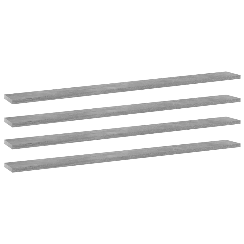 Bookshelf Boards 4 pcs Concrete Grey 100x10x1.5 cm Engineered Wood - Design Hut