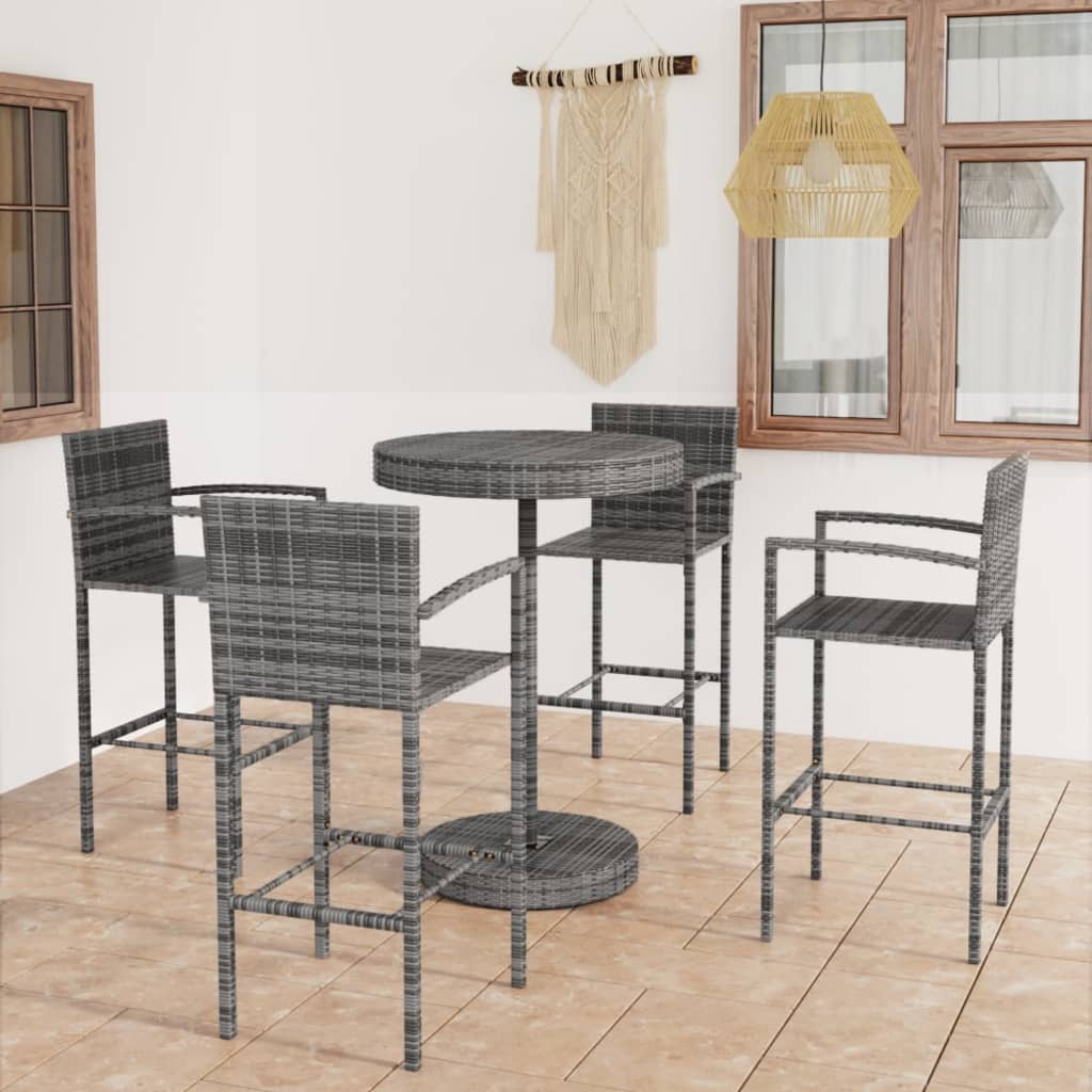5 Piece Garden Bar Poly Rattan Grey - Casper Homes