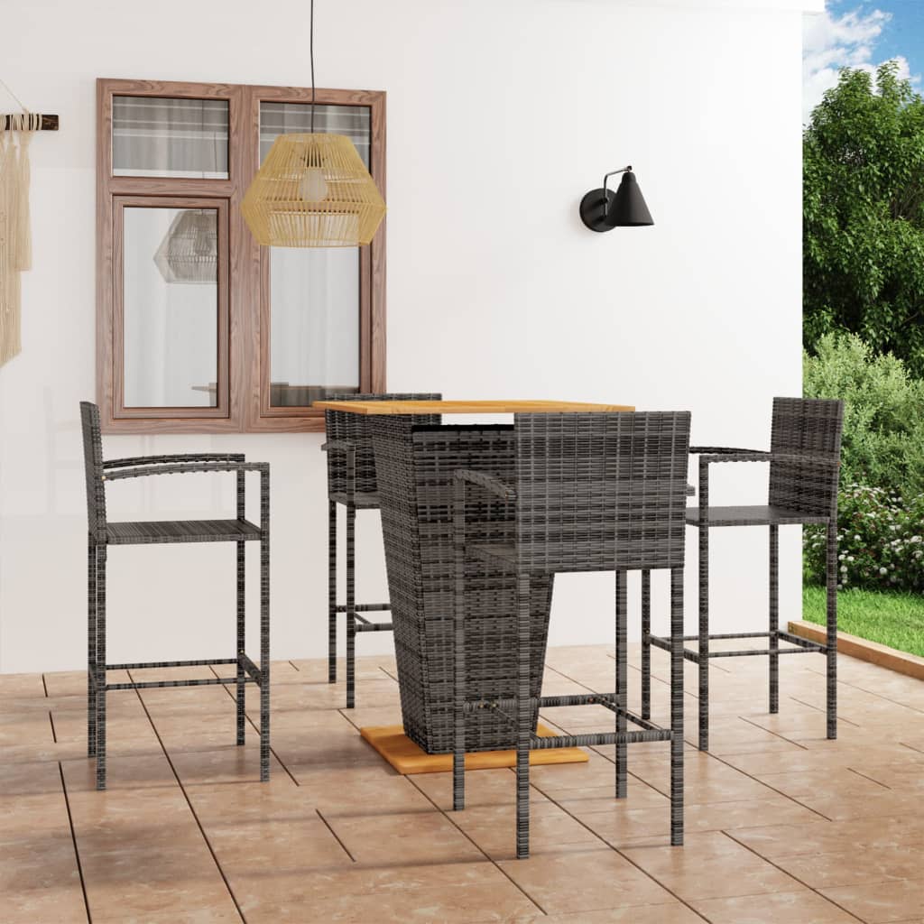 5 Piece Garden Bar Set Grey - Merkel Designers