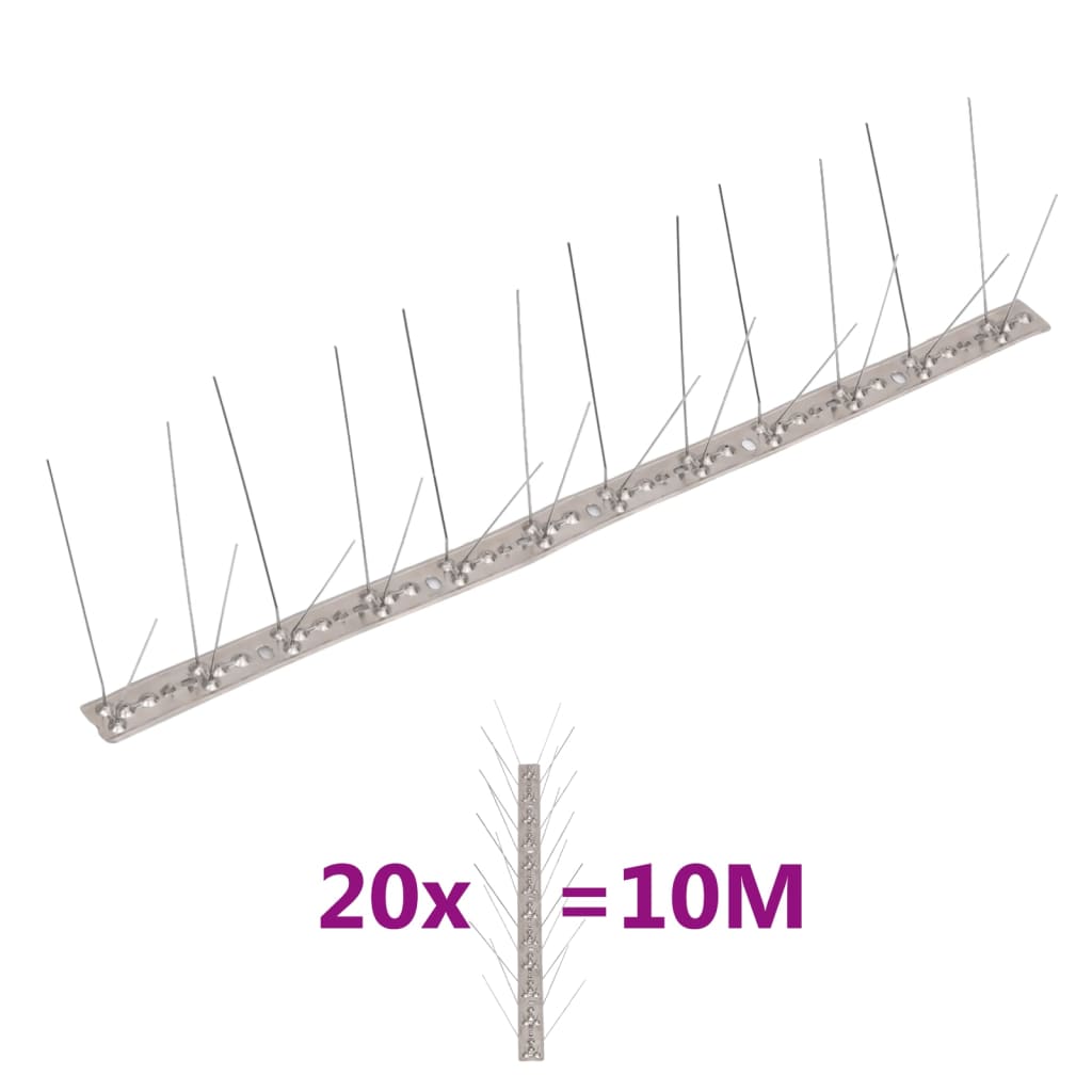 4-row Stainless Steel Bird & Pigeon Spikes Set of 20 10 m - Discount Dealers