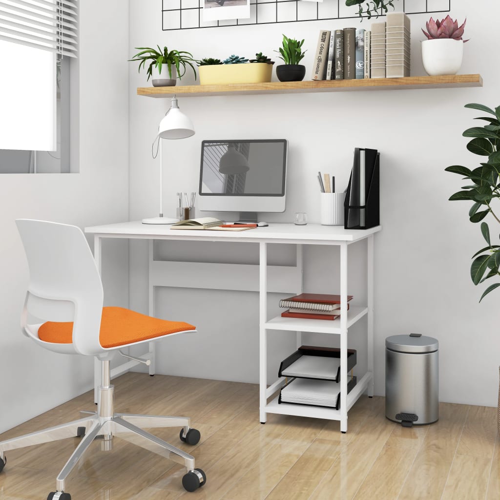 Computer Desk White 105x55x72 cm MDF and Metal - R and M Furniture