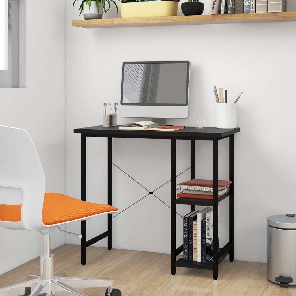 Computer Desk Black 80x40x72 cm MDF and Metal - Unbeatable Bargains