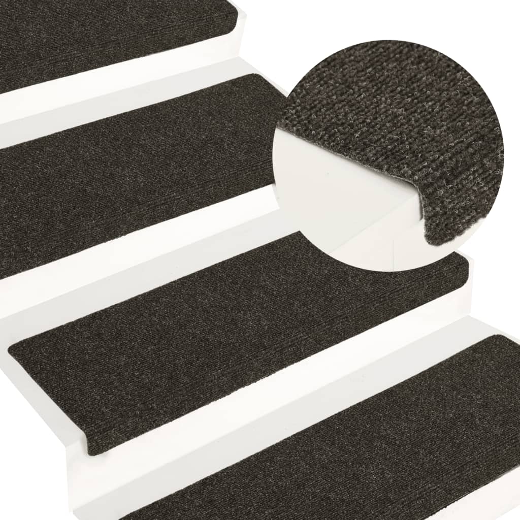 Stair Mats 15 pcs Needle Punch 65x21x4 cm Anthracite - Casper Homes