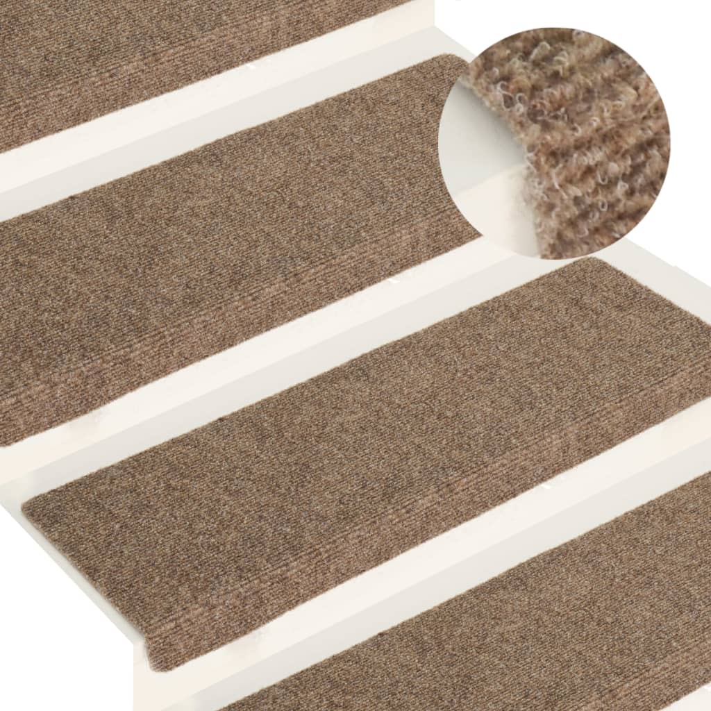 Stair Mats 15 Pcs Needle Punch 65x21x4cm Cream - Unbeatable Bargains