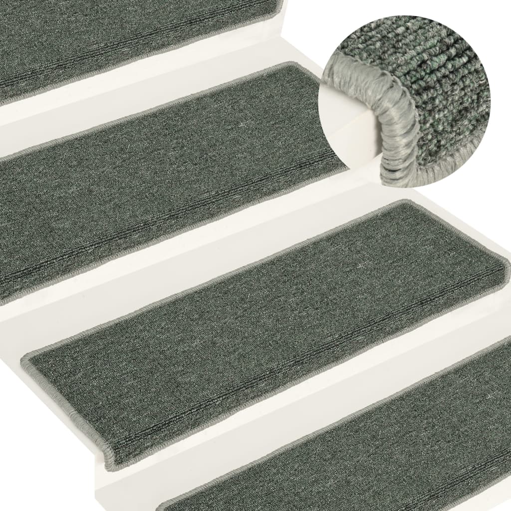 Carpet Stair Treads 15 Pcs 65x21x4cm Green - Decor Base