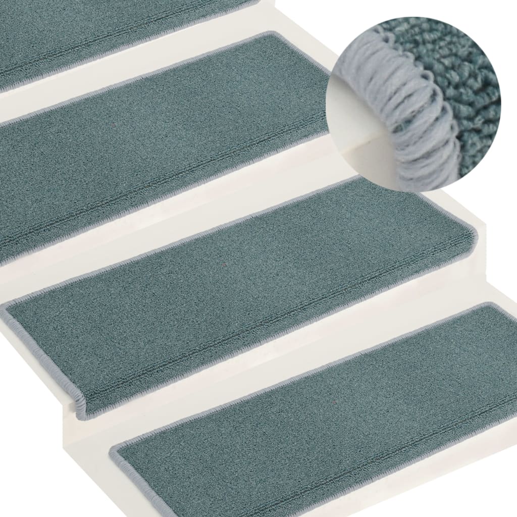 Carpet Stair Treads 15 Pcs 65x21x4cm Blue - Design Hut