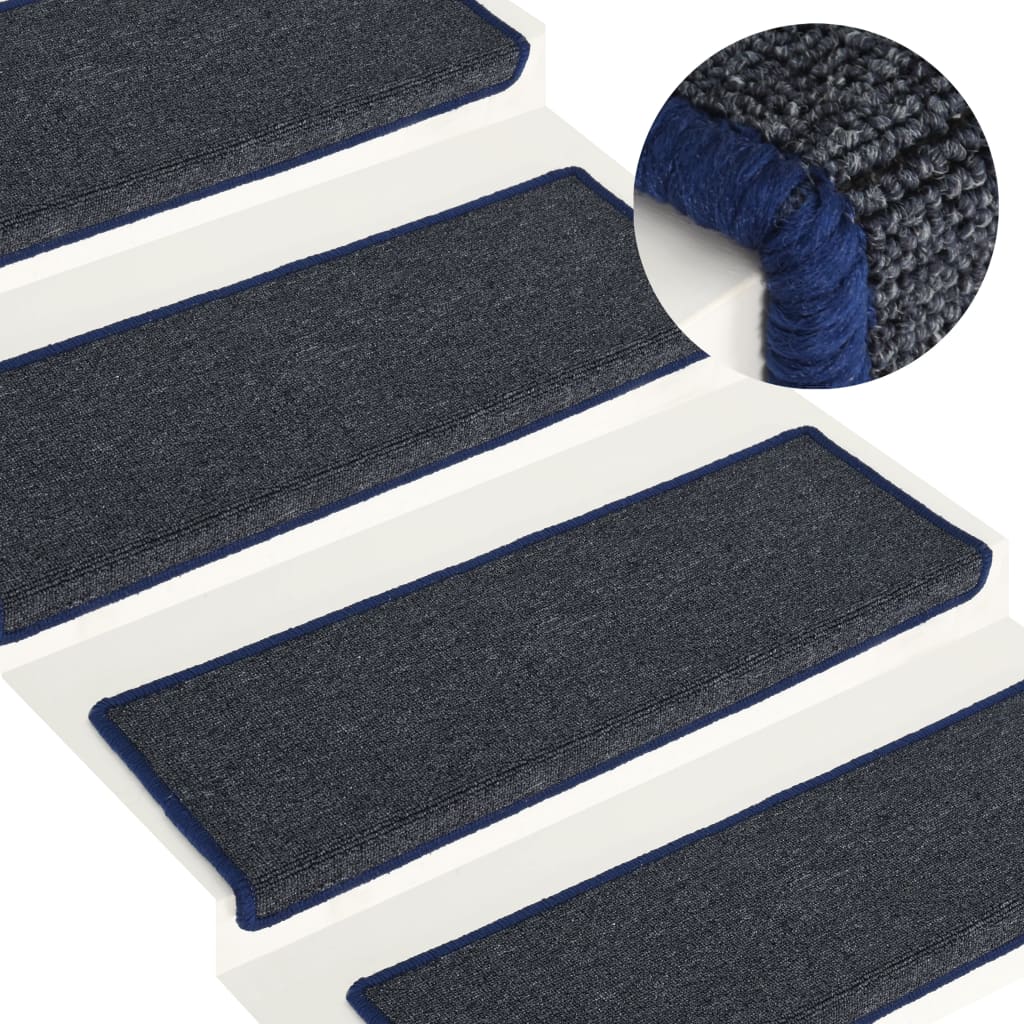 Carpet Stair Treads 15 Pcs 65x21x4cm Grey and Blue - Millennium Furniture