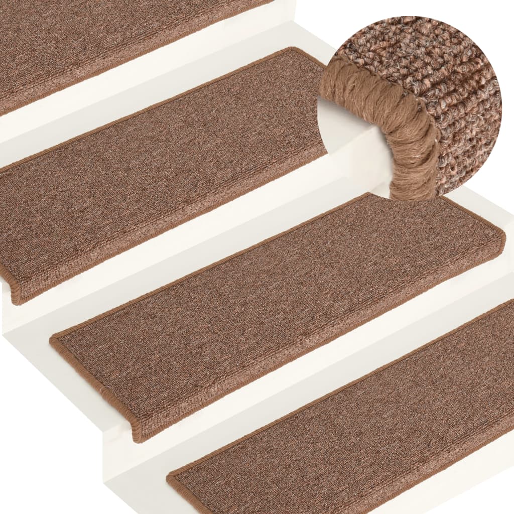 Carpet Stair Treads 15 Pcs 65x21x4cm Brown - Design Hut