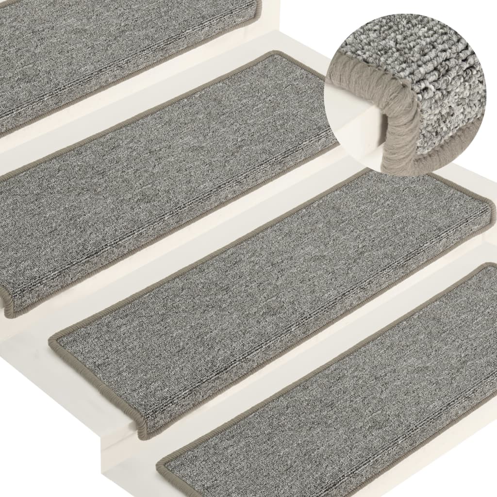 Carpet Stair Treads 15 Pcs 65x21x4cm White and Grey - Decor Base