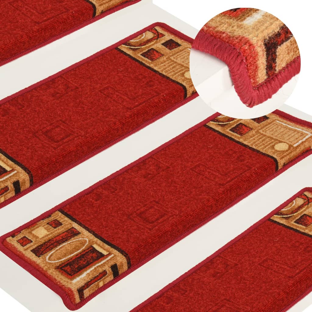 Stair Mats Self-adhesive 15 Pcs 65x21x4cm Red - Design Hut