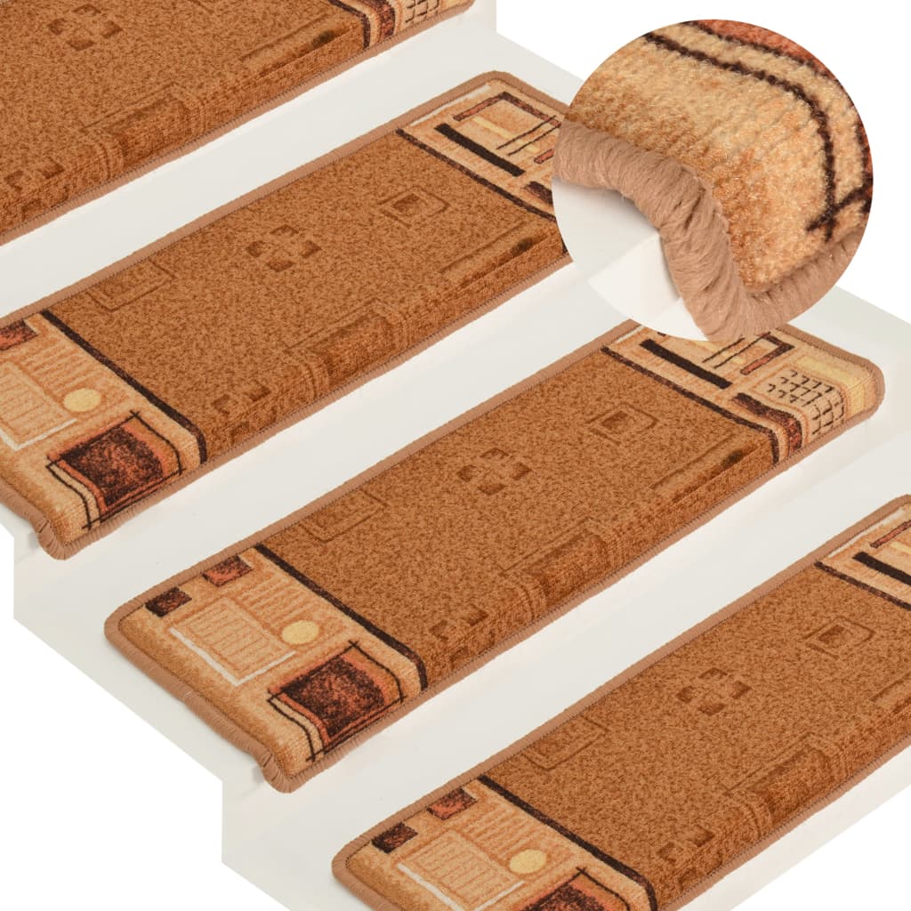 Stair Mats Self-adhesive 15 Pcs 65x21x4cm Beige - All Things Good