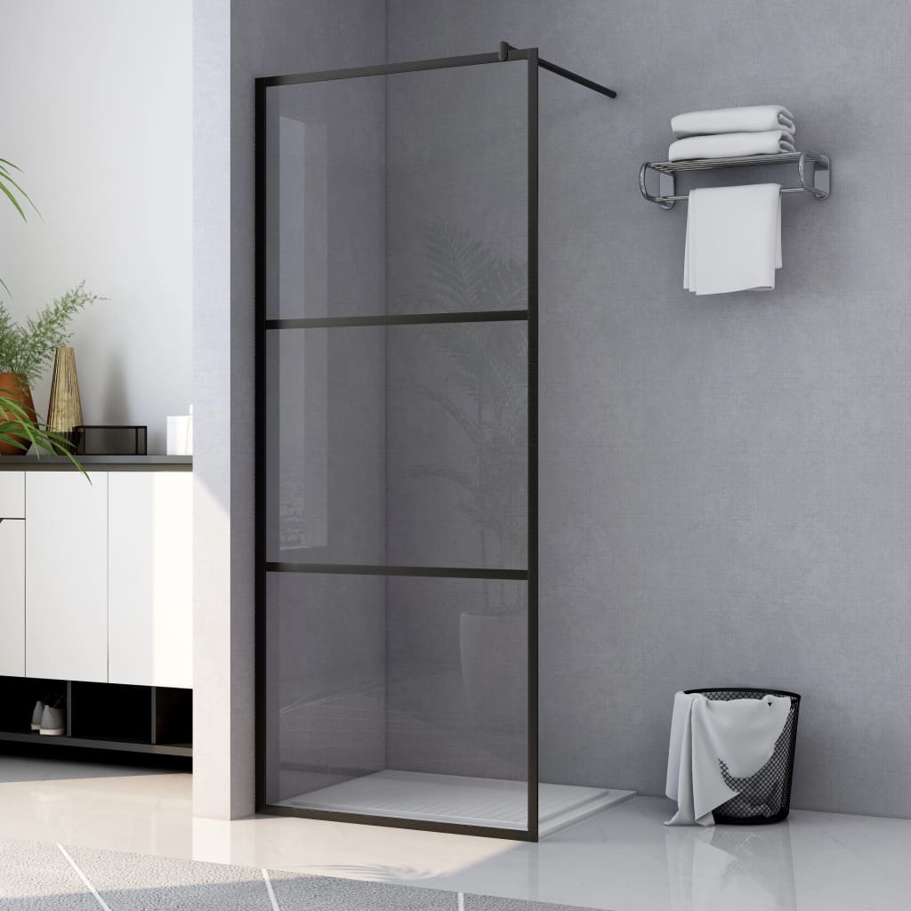 Walk-in Shower Wall with Clear ESG Glass Black 100x195 cm - Style and Chic