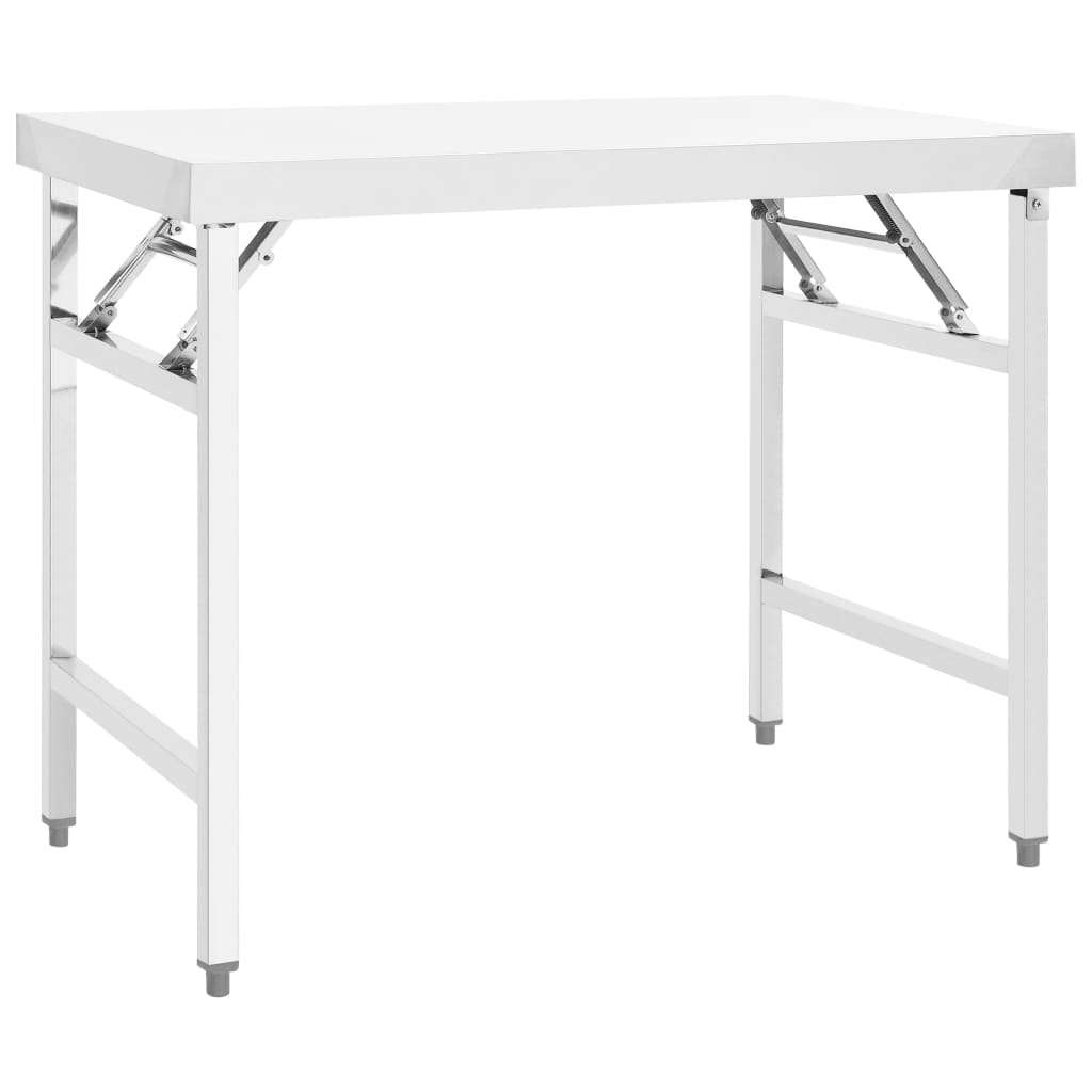 Kitchen Folding Work Table 100x60x80 cm Stainless Steel - Direct Imports
