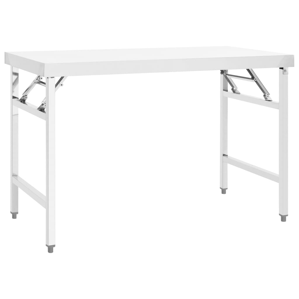 Kitchen Folding Work Table 120x60x80 cm Stainless Steel - Brittle & Co