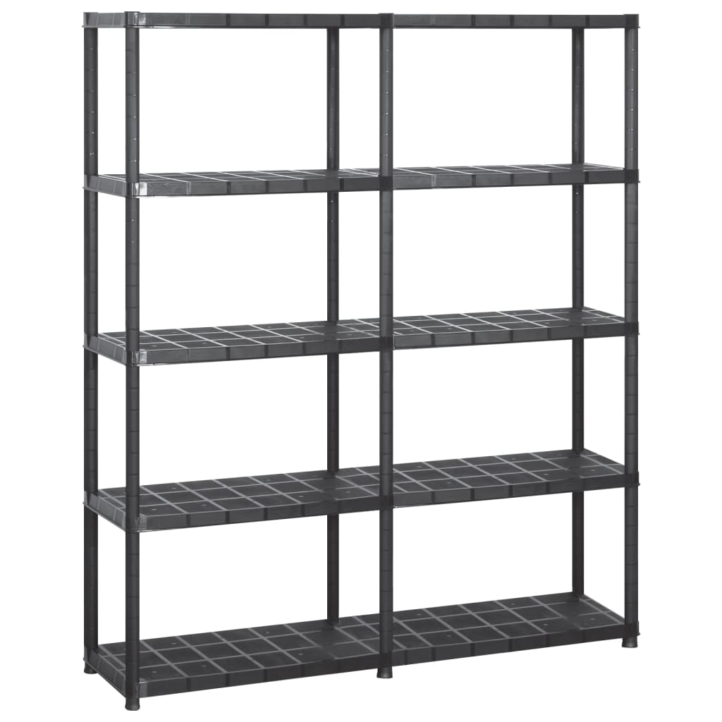Storage Shelf 5-Tier Black 142x38x170 cm Plastic - Discount Dealers