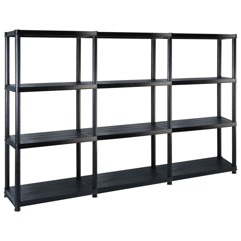 Storage Shelf 4-Tier Black 183x30.5x130 cm Plastic - The Home Maker