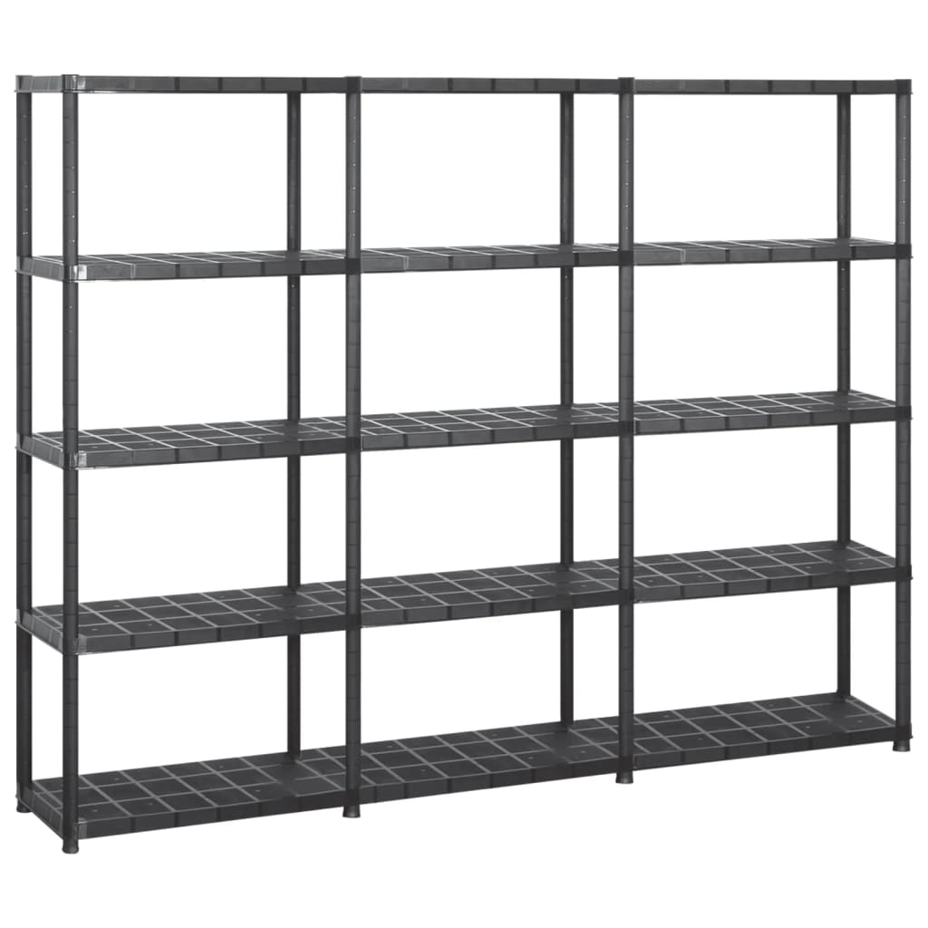Storage Shelf 5-Tier Black 213x38x170 cm Plastic - Merkel Designers