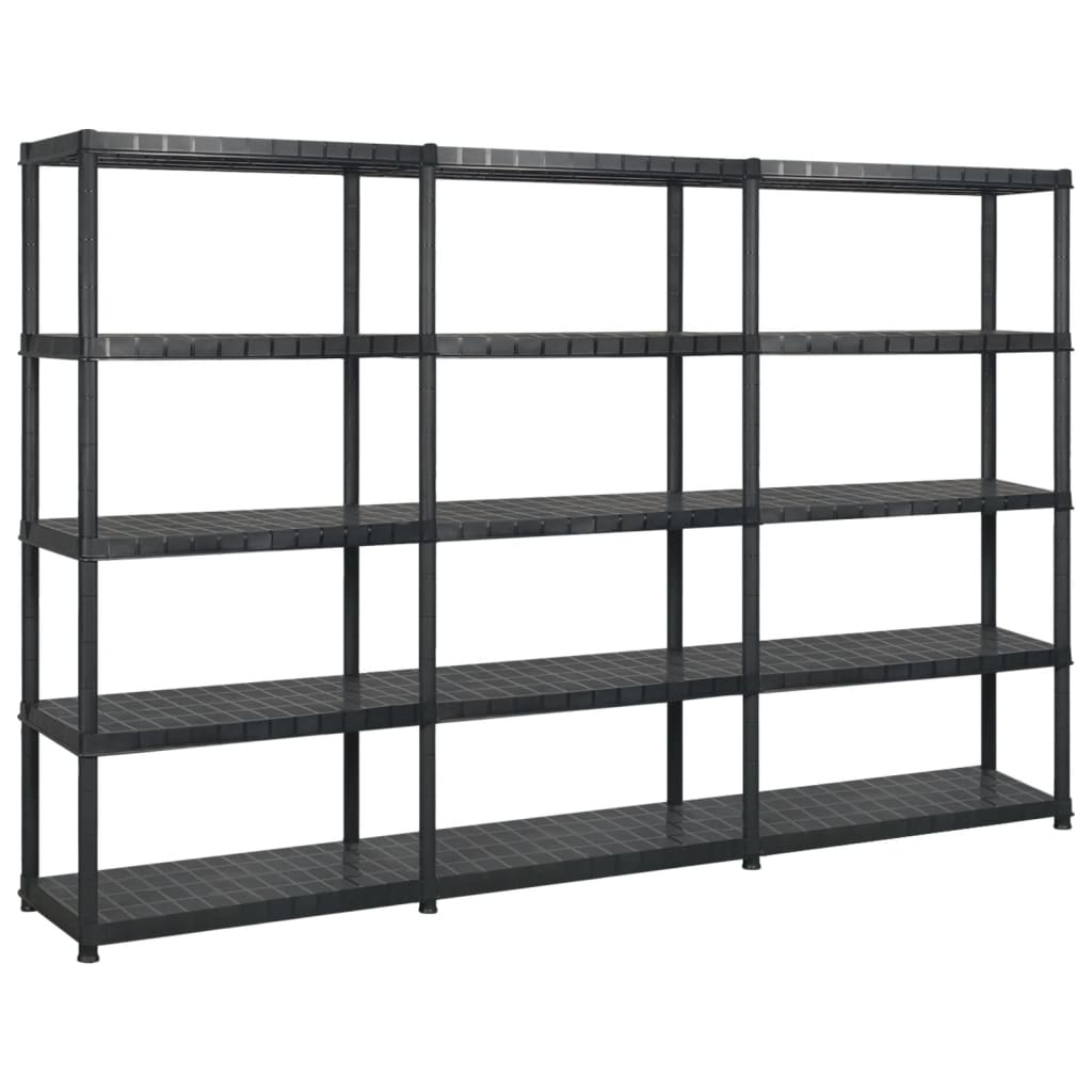 Storage Shelf 5-Tier Black 255x40x185 cm Plastic - The Home Maker