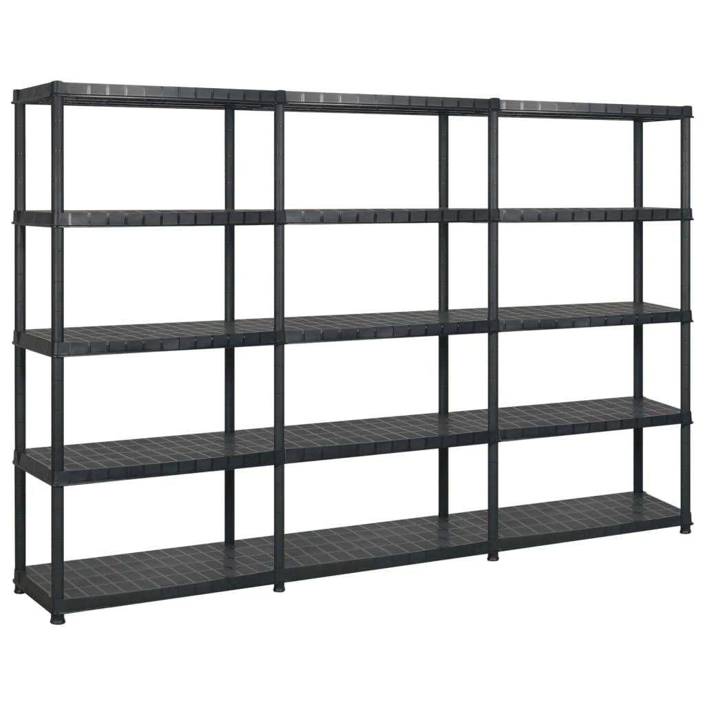 Storage Shelf 5-Tier Black 274.5x45.7x185 cm Plastic - All Things Good