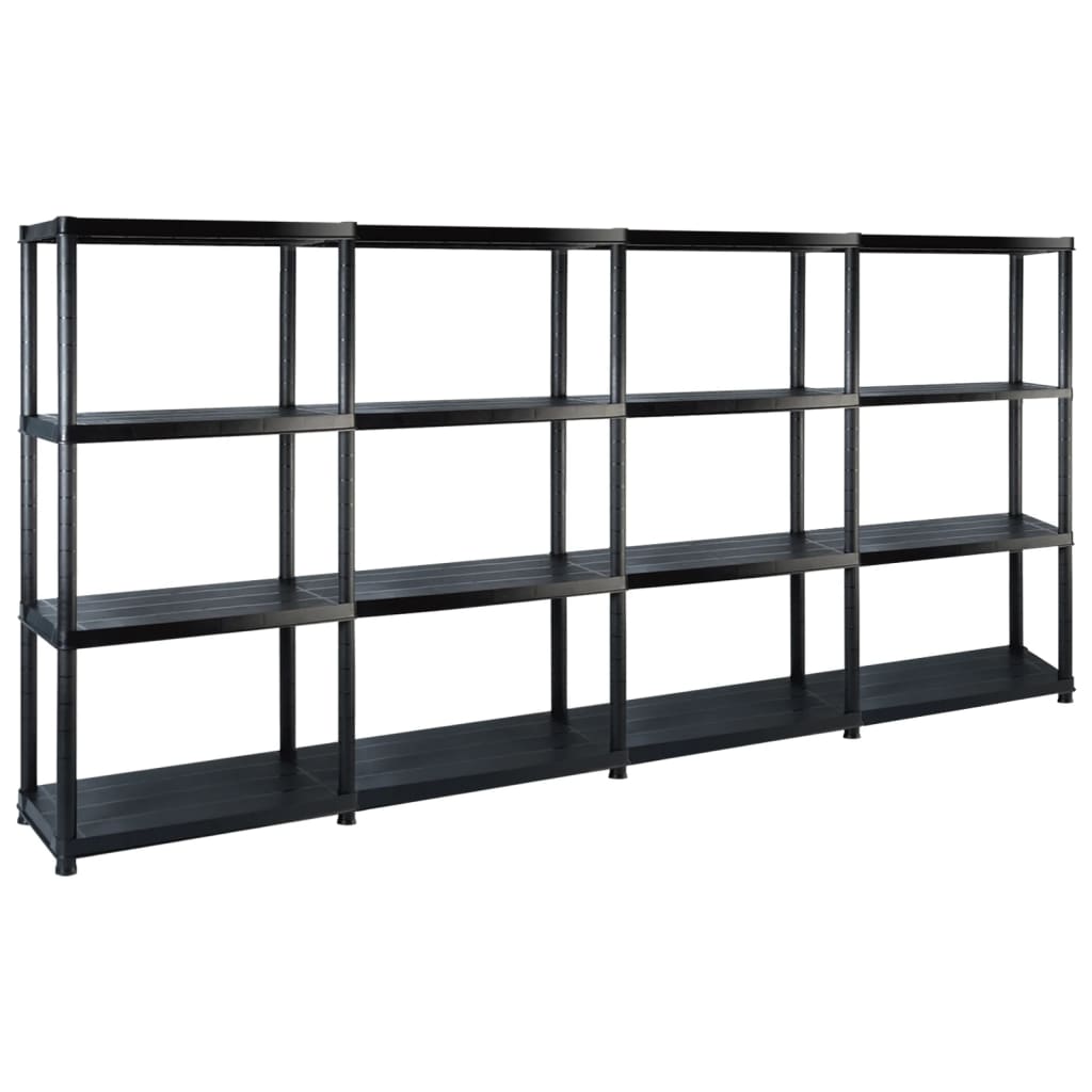 Storage Shelf 4-Tier Black 244x30.5x130 cm Plastic - Casper Homes