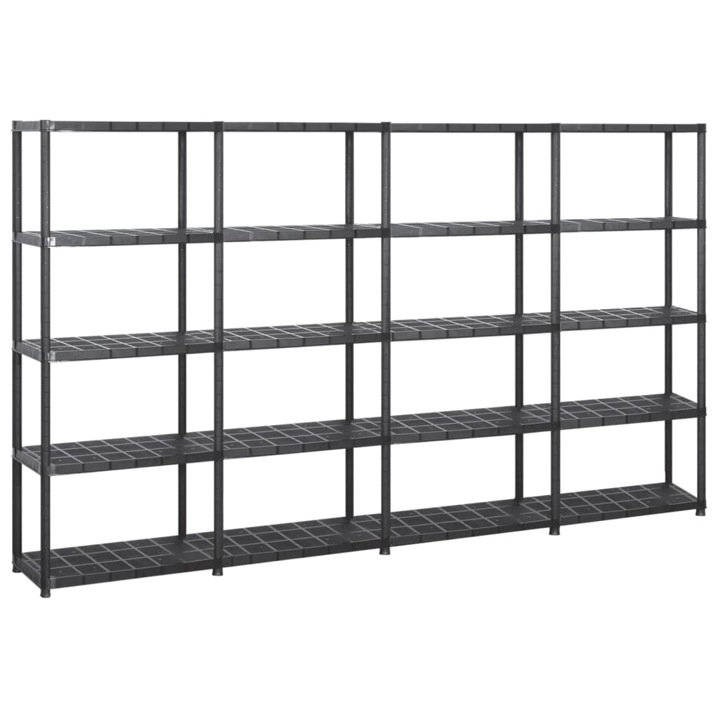Storage Shelf 5-Tier Black 284x38x170 cm Plastic - Decor Base