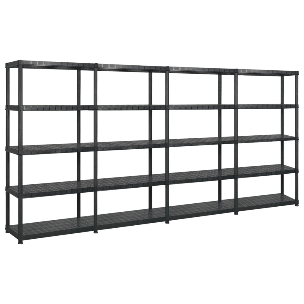 Storage Shelf 5-Tier Black 340x40x185 cm Plastic - Merkel Designers