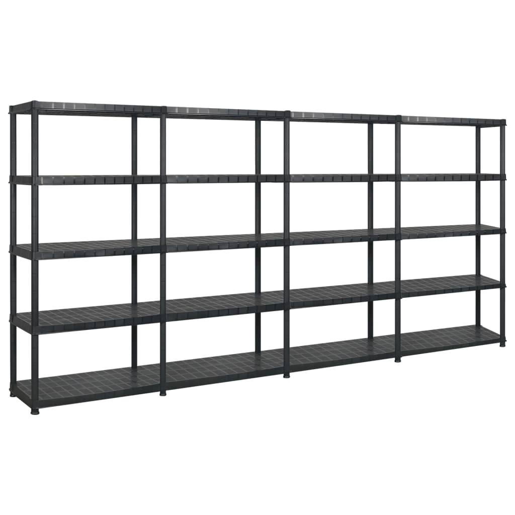 Storage Shelf 5-Tier Black 366x45.7x185 cm Plastic - The Home Maker