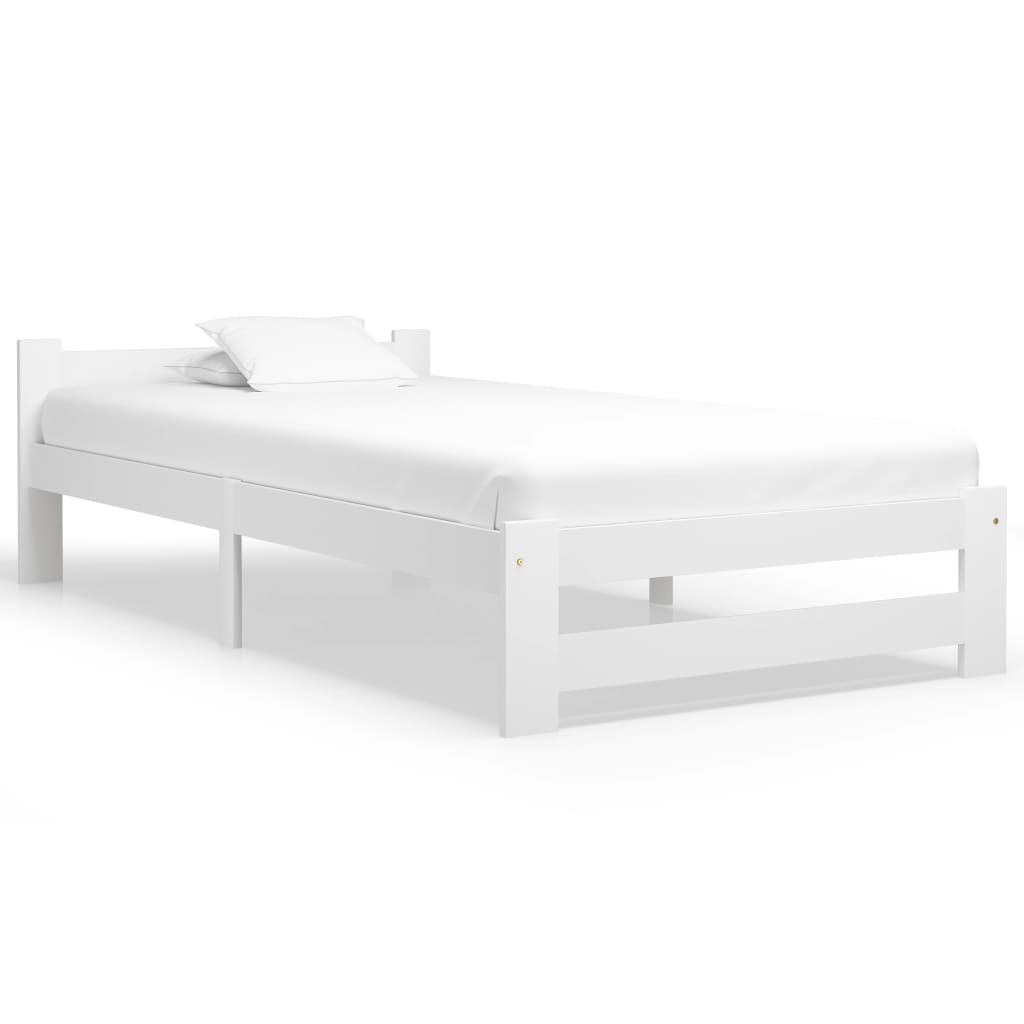 Bed Frame White Solid Pine Wood 90x200 cm - R and M Furniture