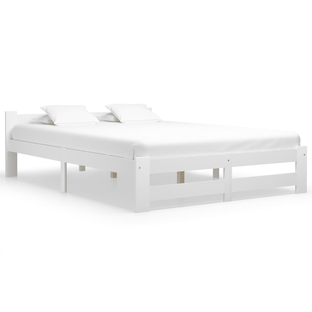 Bed Frame White Solid Pine Wood 160x200 cm - Discount Dealers