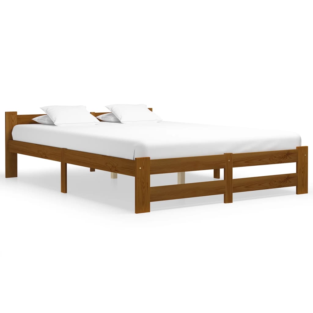 Bed Frame Honey Brown Solid Pine Wood 120x200 cm - The Home Maker