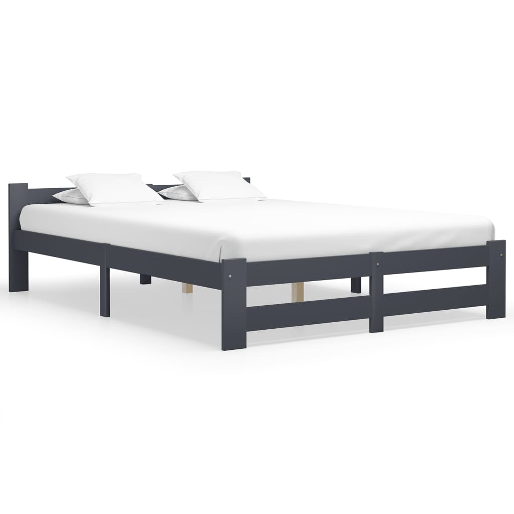 Bed Frame Dark Grey Solid Pine Wood 160x200 cm - Design Hut