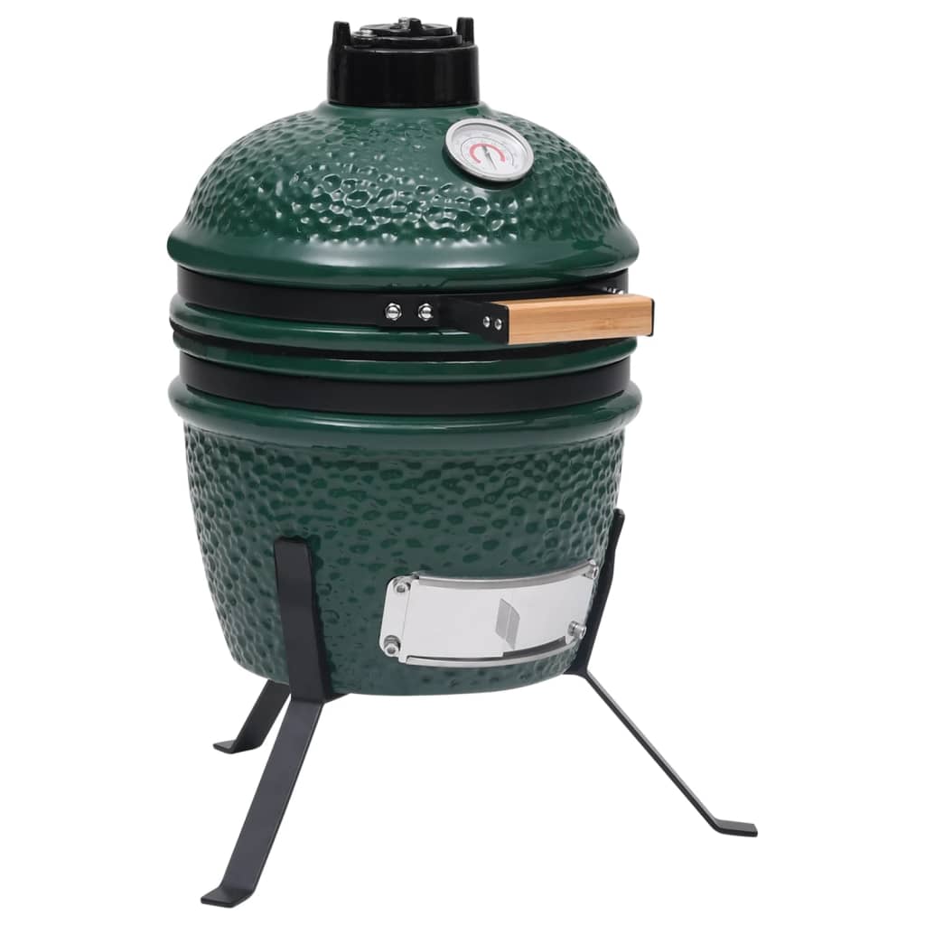 2-in-1 Kamado Barbecue Grill Smoker Ceramic 56 cm Green - Tyrell & Tyrell
