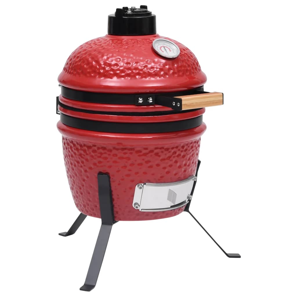 2-in-1 Kamado Barbecue Grill Smoker Ceramic 56 cm Red - Merkel Designers