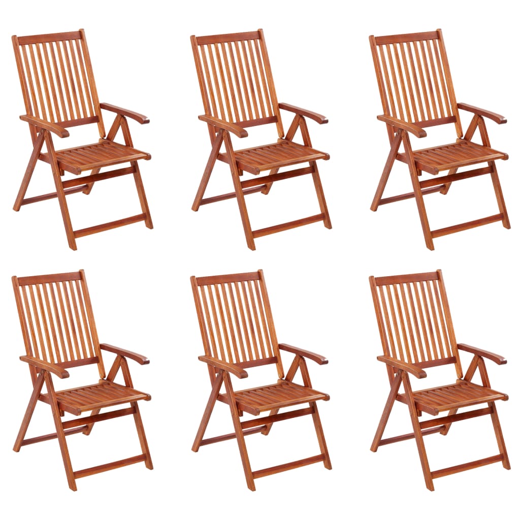 Folding Garden Chairs 6 pcs Solid Acacia Wood - Direct Imports