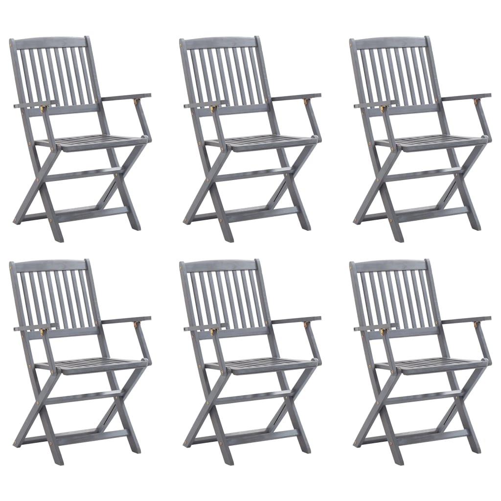 Folding Outdoor Chairs 6 pcs Solid Acacia Wood - The Home Maker