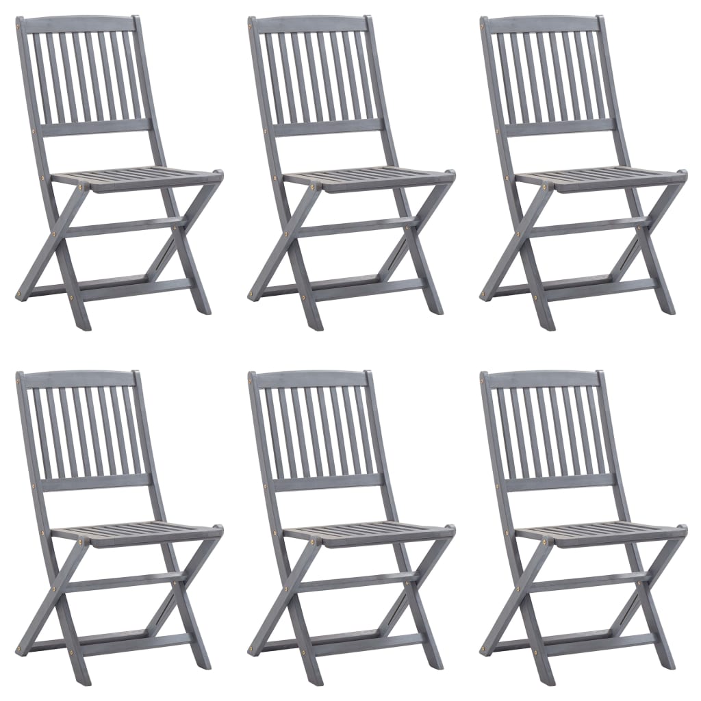 Folding Outdoor Chairs 6 pcs Solid Acacia Wood - Casper Homes