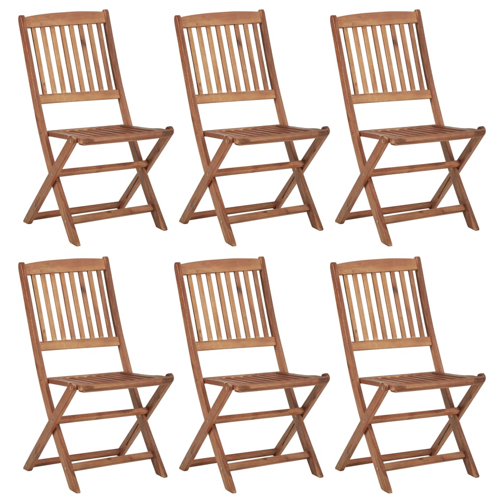 Folding Garden Chairs 6 pcs Solid Acacia Wood - Style and Chic